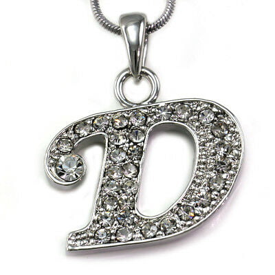 Initial G Necklace Chain Clear Stone Crystal Rhinestone Silver Tone Pendant NEW 